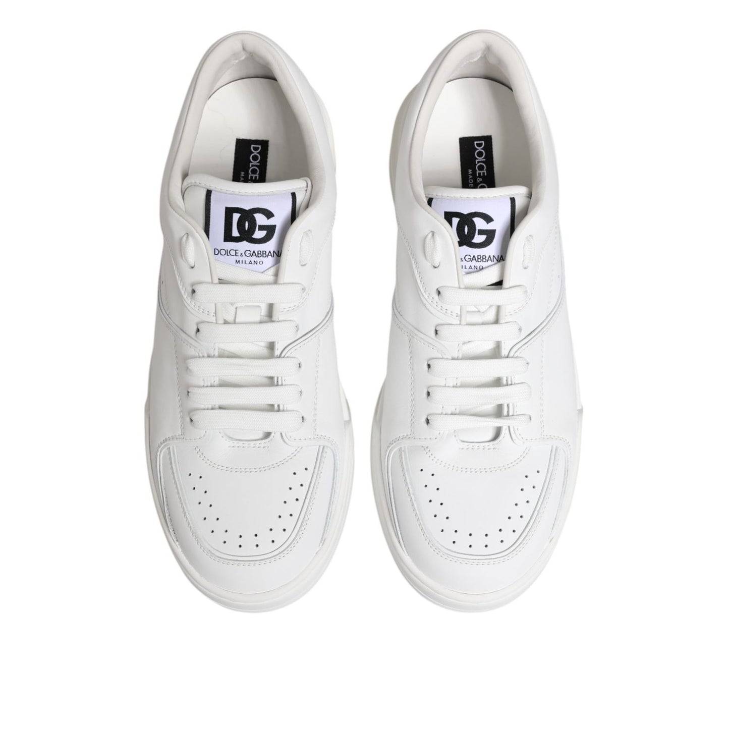 Dolce & Gabbana White Miami Leather Low Top Sneakers Shoes