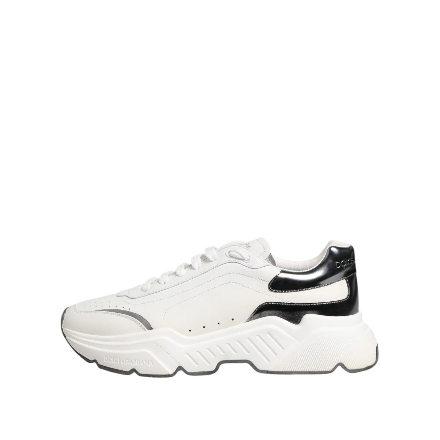 Dolce & Gabbana White Silver DAYMASTER Leather Sneakers Shoes