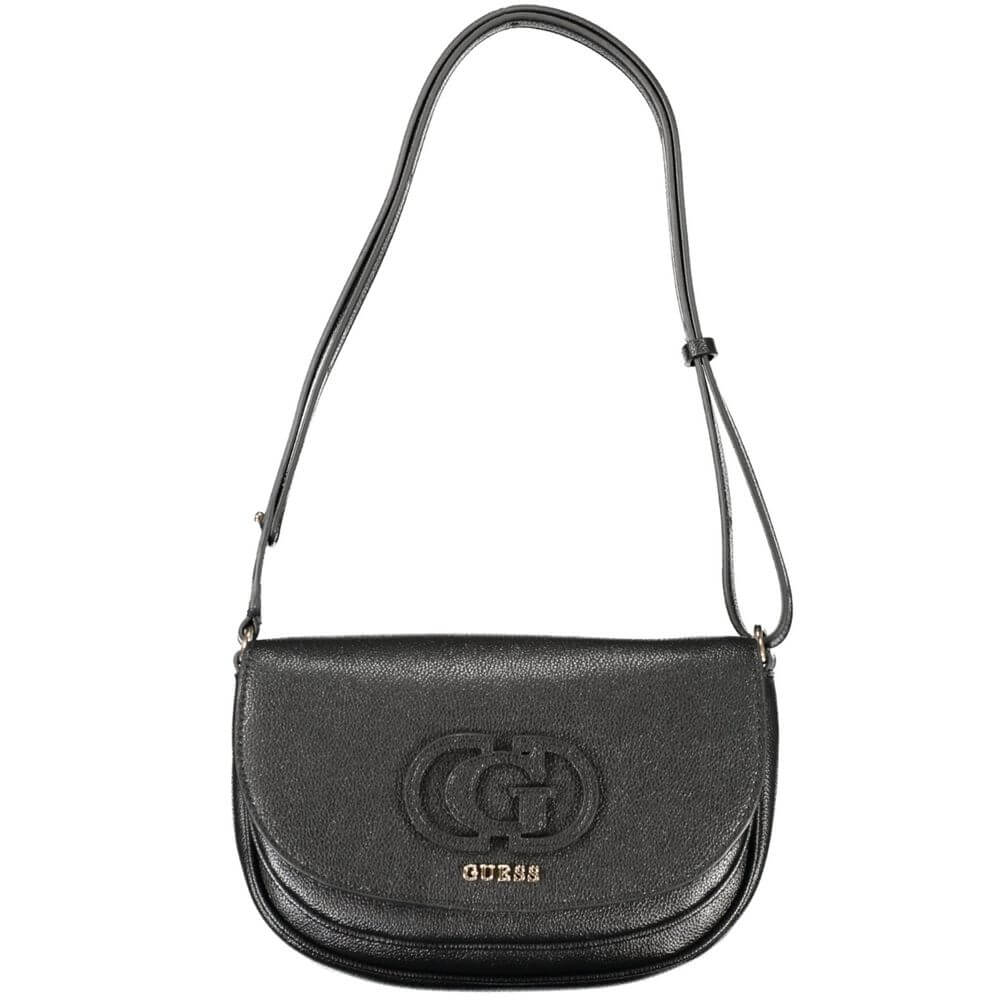 Guess Jeans Black Polyethylene Women Handbag with adjustable strap and dual compartments for style and functionality.