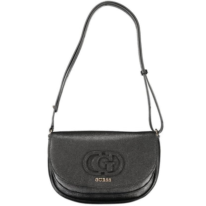 Guess Jeans Black Polyethylene Women Handbag with adjustable strap and dual compartments for style and functionality.