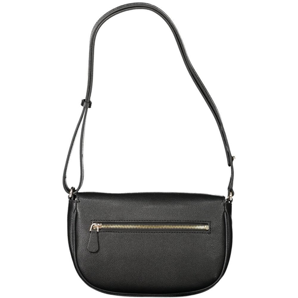 Guess Jeans Black Polyethylene Women Handbag with adjustable shoulder strap and compartments.