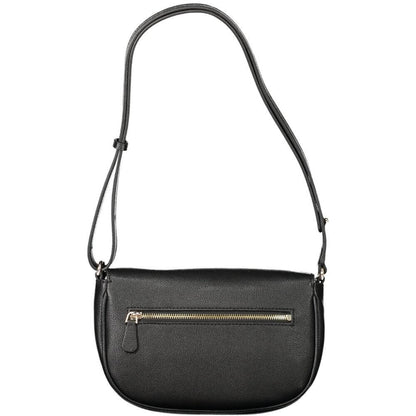 Guess Jeans Black Polyethylene Women Handbag with adjustable shoulder strap and compartments.