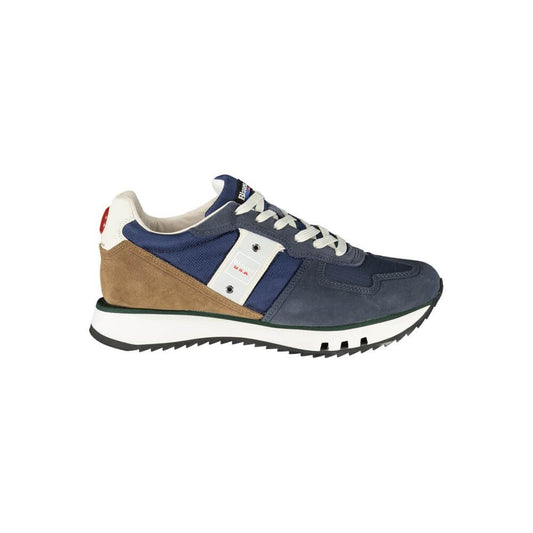 Blauer Blue Leather Men Sneaker with contrasting details and iconic logo for bold style and functionality.