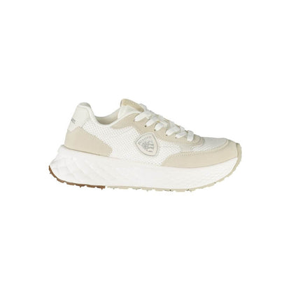 Blauer White Polyester Women Sneaker with removable footbed and contrasting details for style and comfort.