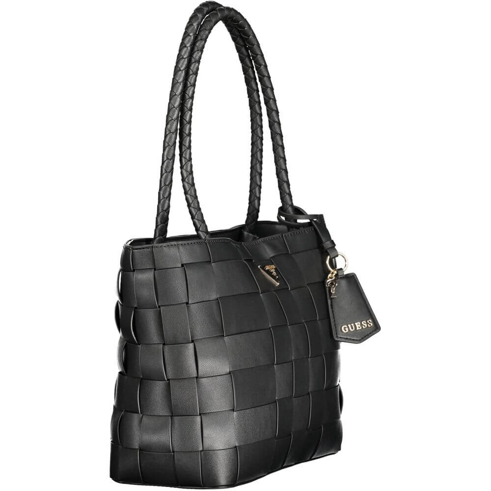 Guess Jeans Black Polyethylene Women Handbag with spacious compartments and stylish design.