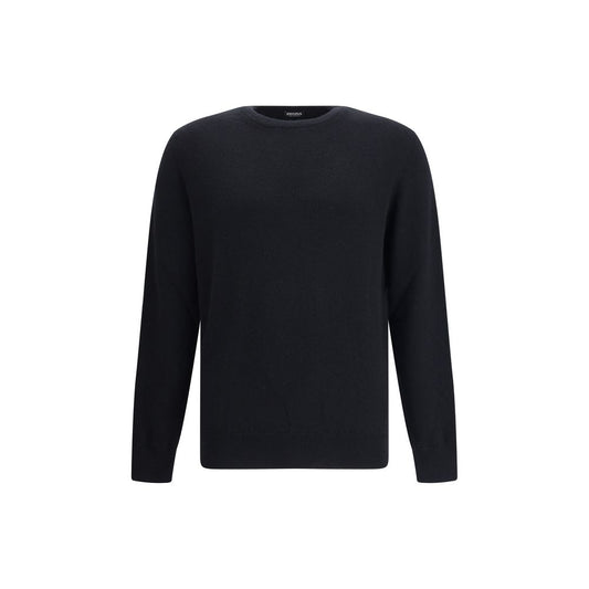 ZEGNA Black Cashmere Cashmere Sweater with ribbed crew neck, cuffs, and hem, offering timeless elegance and unparalleled softness.