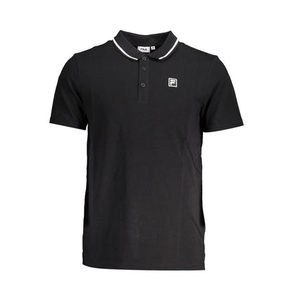 Fila Black Cotton Men Polo Shirt