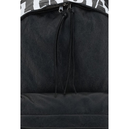 Balenciaga Black Lamb Ovis Aries Aries Backpack with crinkle effect lambskin and printed logo on top.