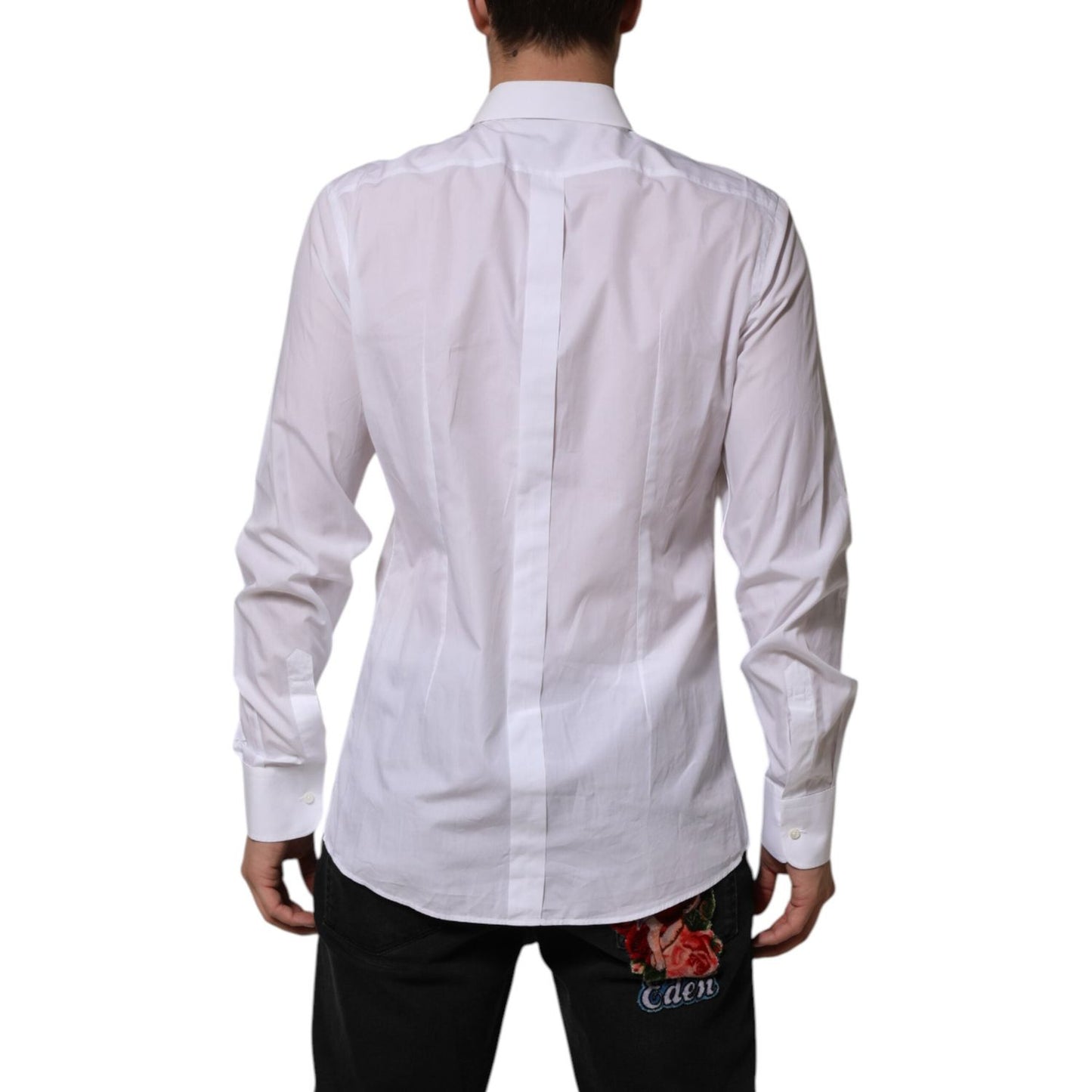 Dolce & Gabbana White Bib Cotton Poplin GOLD Men Formal Shirt