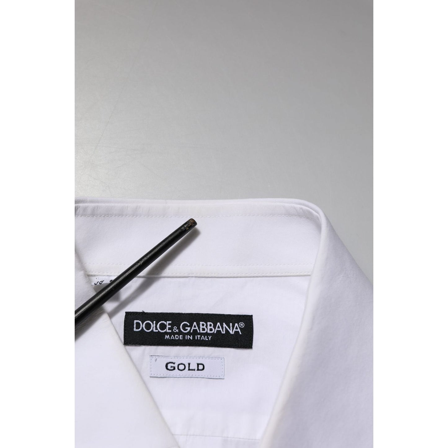 Dolce & Gabbana White Bib Cotton Poplin GOLD Men Formal Shirt
