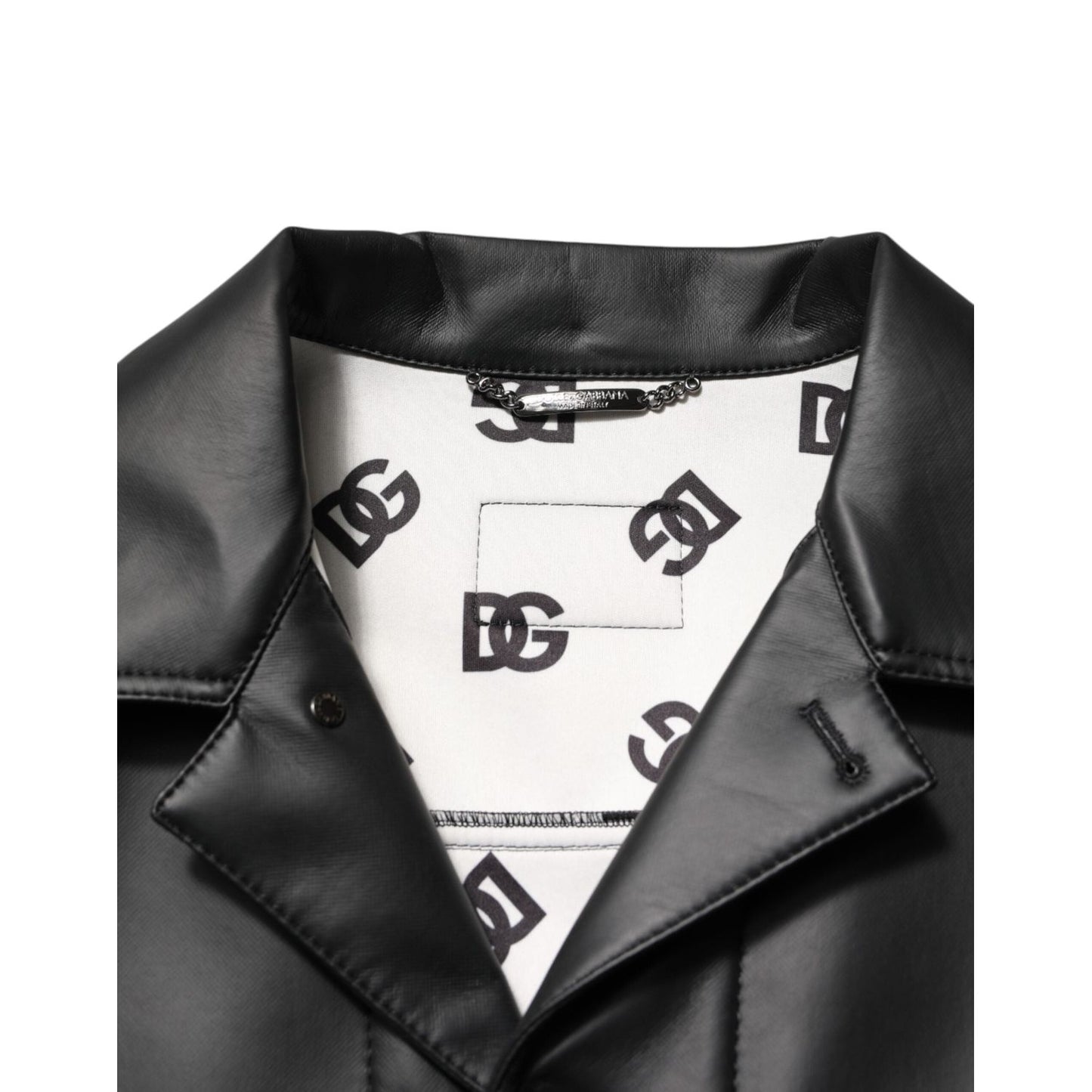 Dolce & Gabbana Black Polyester Button Down Biker Jacket JKT41517-50