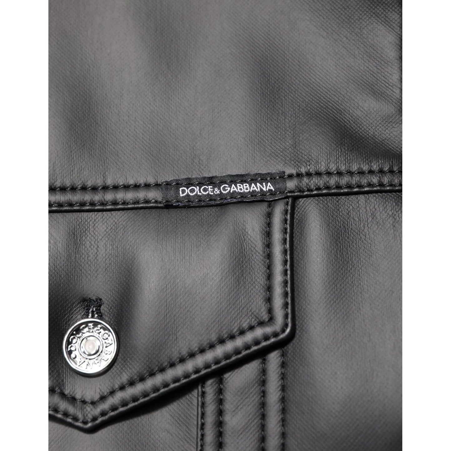 Dolce & Gabbana Black Polyester Button Down Biker Jacket JKT41517-50
