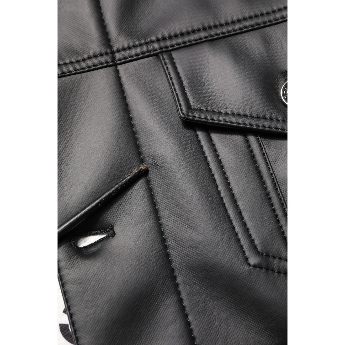 Dolce & Gabbana Black Polyester Button Down Biker Jacket JKT41517-50