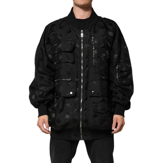 Dolce & Gabbana Black Cargo Windbraker Logo Mania Jacket JKT41521-58