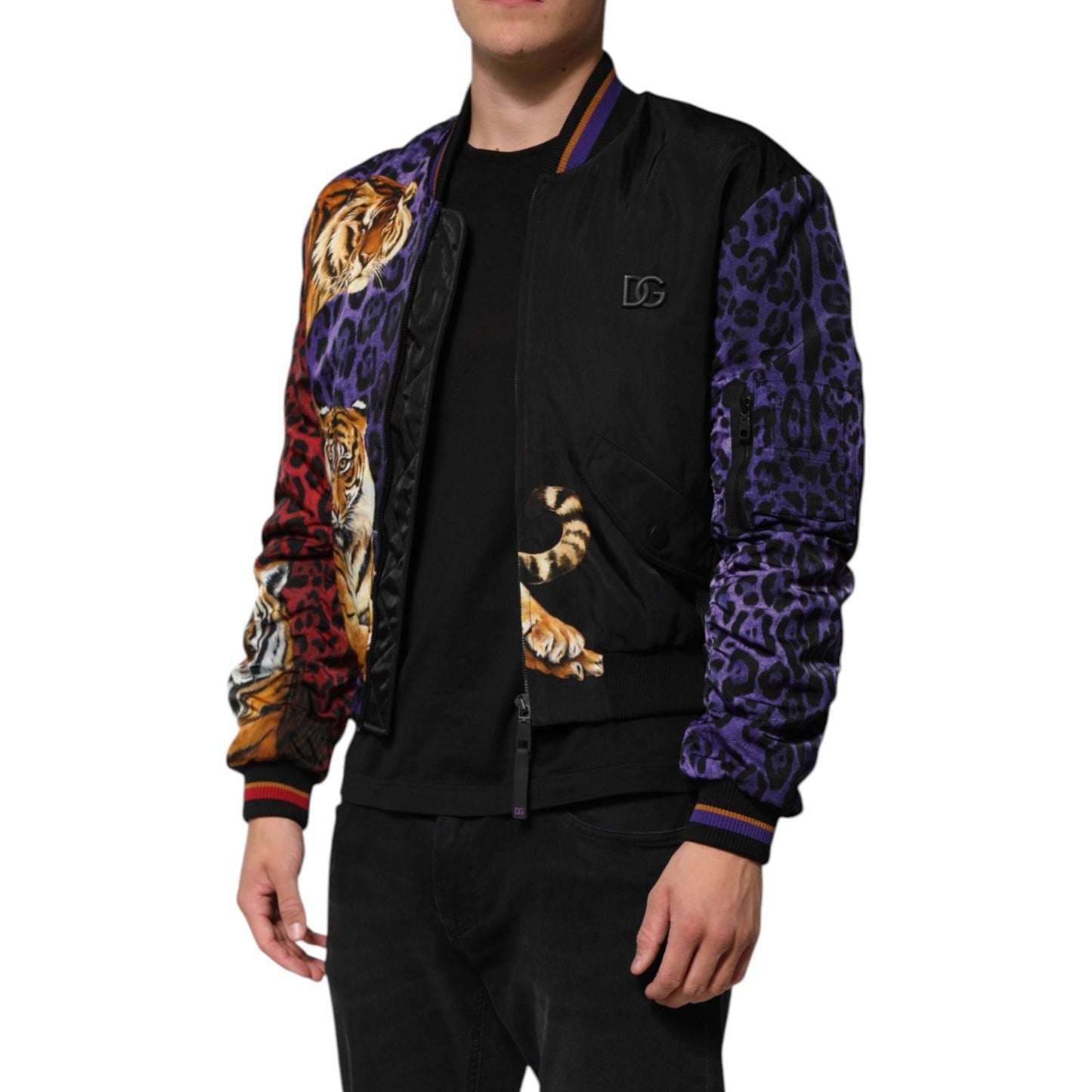 Dolce & Gabbana Multicolor Tiger Print Men Bomber Jacket JKT41529-44