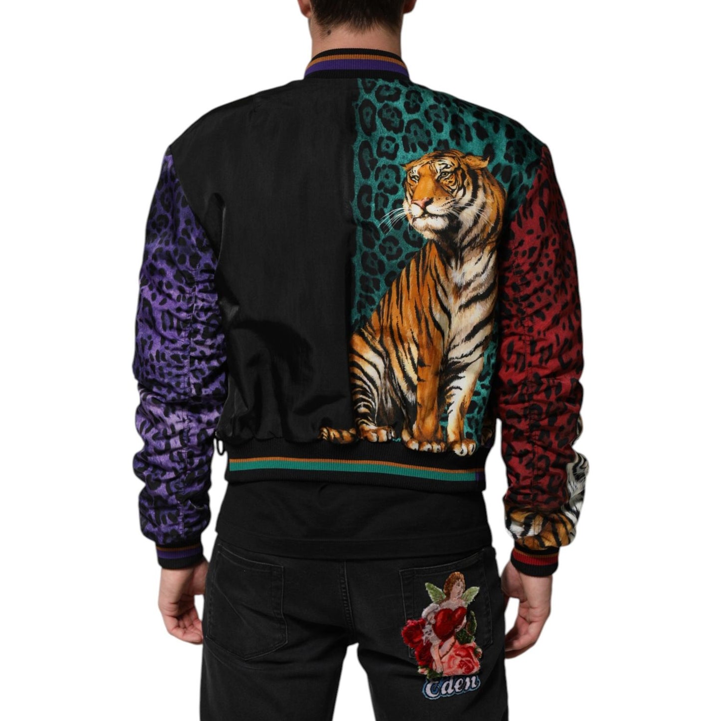 Dolce & Gabbana Multicolor Tiger Print Men Bomber Jacket JKT41529-44