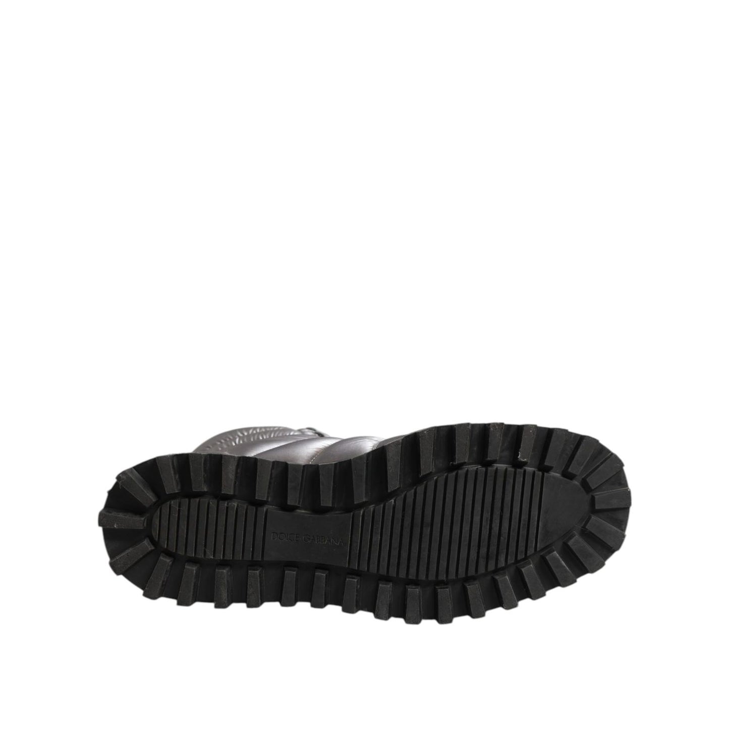 Dolce & Gabbana Silver Padded Mid Calf Lace Up Boots Shoes