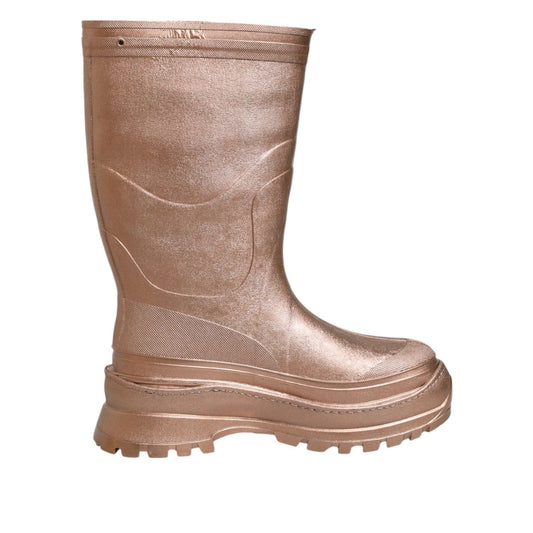 Dolce & Gabbana Metallic Gold Pull On Rain Boots Shoes MV7815-43