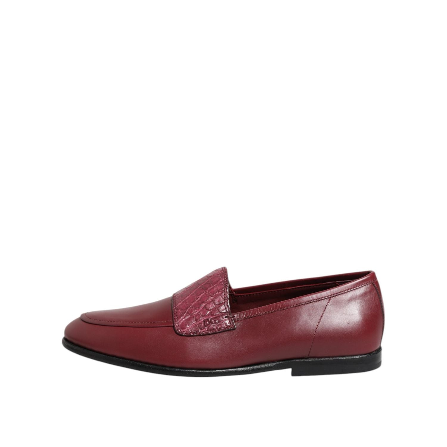 Dolce & Gabbana Burgundy Leather Formal Slip On Shoes