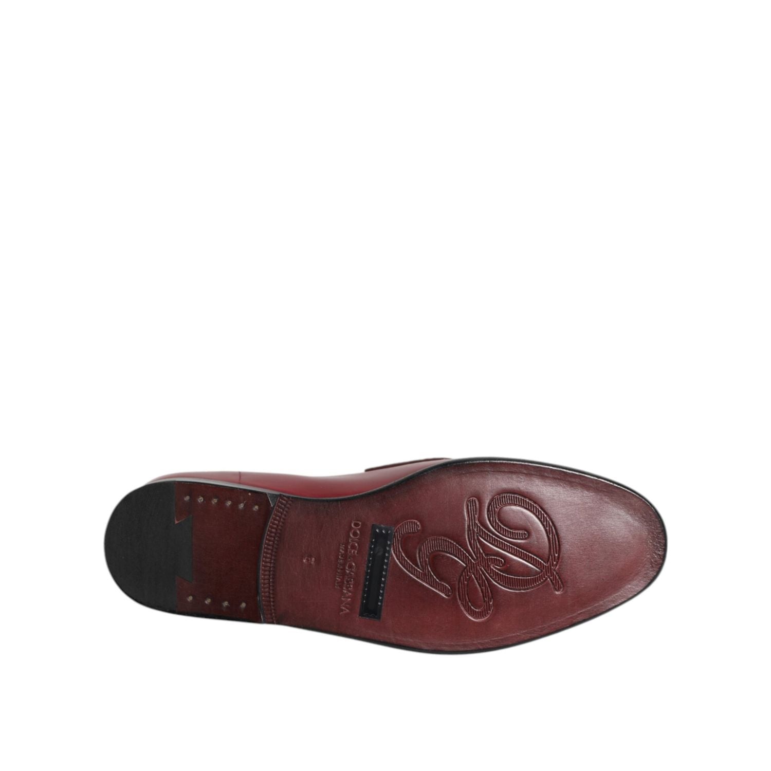 Dolce & Gabbana Burgundy Leather Formal Slip On Shoes