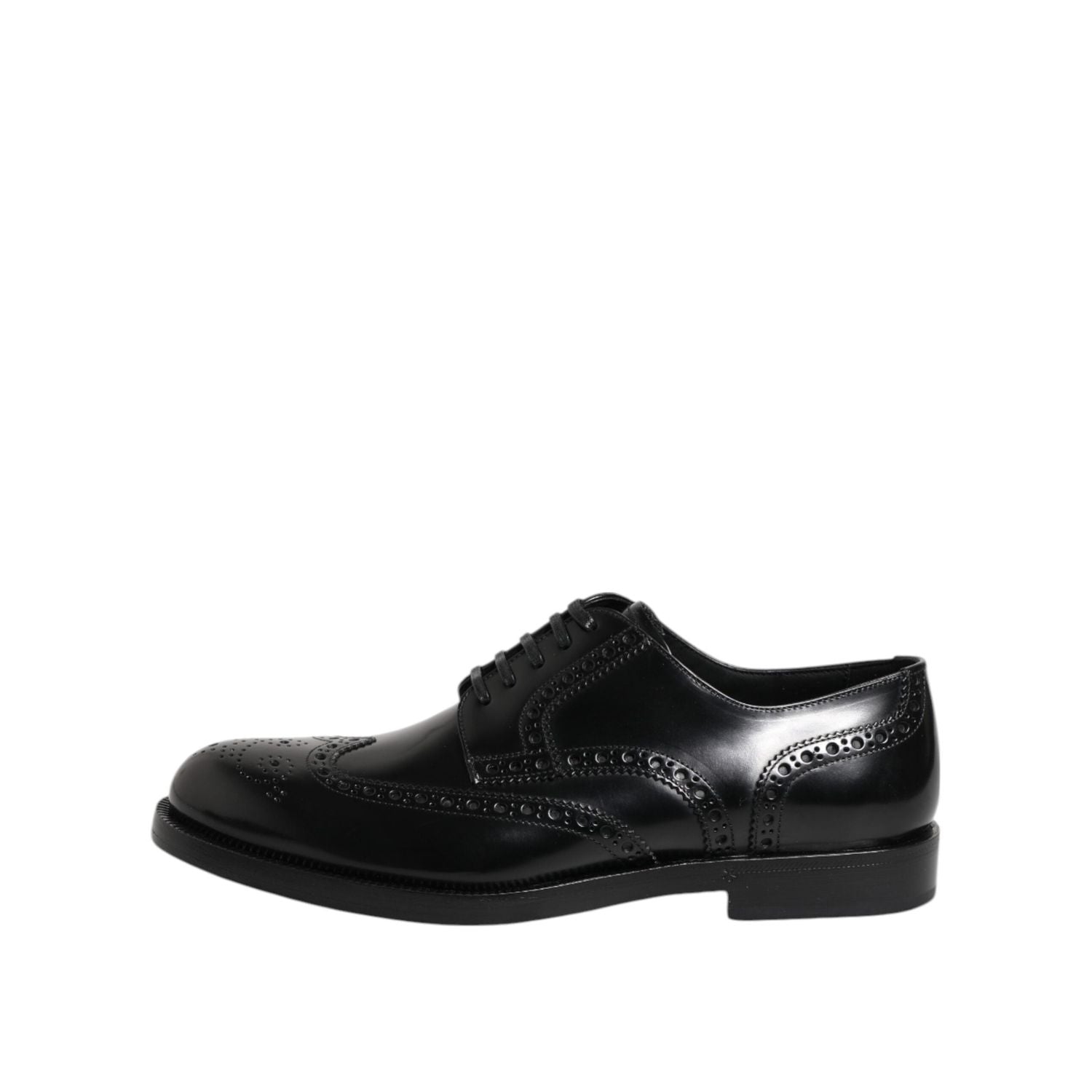 Dolce & Gabbana Black Leather Derby Wingtip Formal Shoes