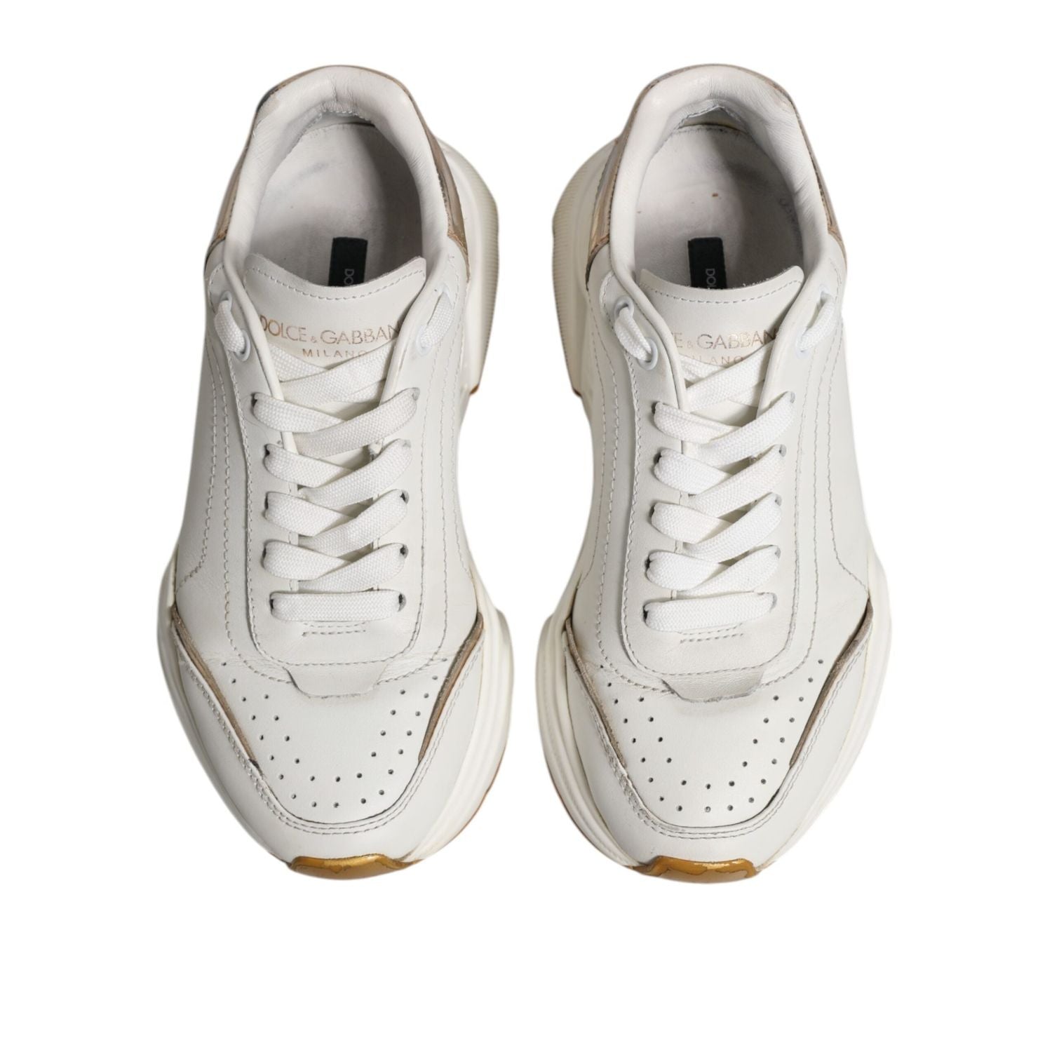 Dolce & Gabbana White Gold Daymaster Low Top Sneakers Shoes