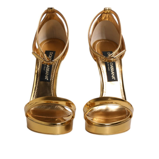 Dolce & Gabbana Gold Leather Platform Keira Sandals Shoes LA11459-37