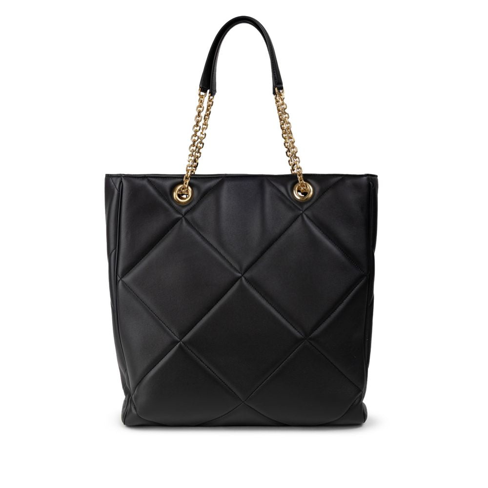 Dolce & Gabbana Black Leather Matelassé Tote Bag