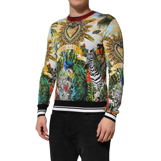 Dolce & Gabbana Tropical Heart Crown Silk Pullover Sweater TSH91261-48
