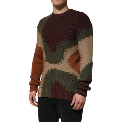 Dolce & Gabbana Multicolor Cotton Abstract Men Pullover Sweater