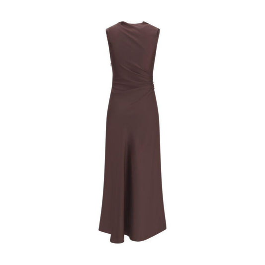 Loulou De Saison Silk midi Dress LO-ROANBROWN-S