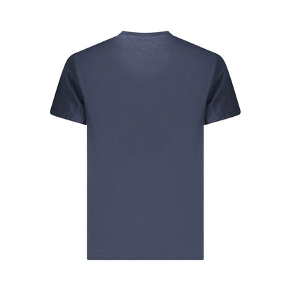 Back view of Tommy Hilfiger Blue Cotton Men T-Shirt