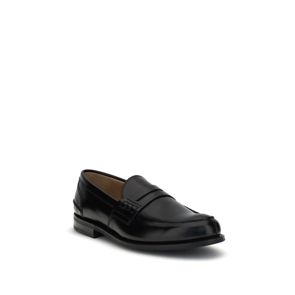 Church's Black Calf Leather Bos Taurus Slip-On Loafers, black polished leather, luxury loafers