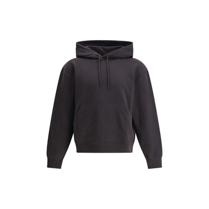 Saint Laurent Black Cotton Sweatshirt with hood and kangaroo pocket, showing elegant urban style and comfort.