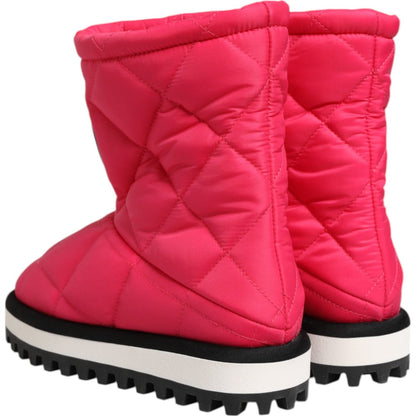 Dolce & Gabbana Pink White Viscose Padded Mid Calf Boots Shoes