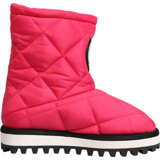 Dolce & Gabbana Pink White Viscose Padded Mid Calf Boots Shoes