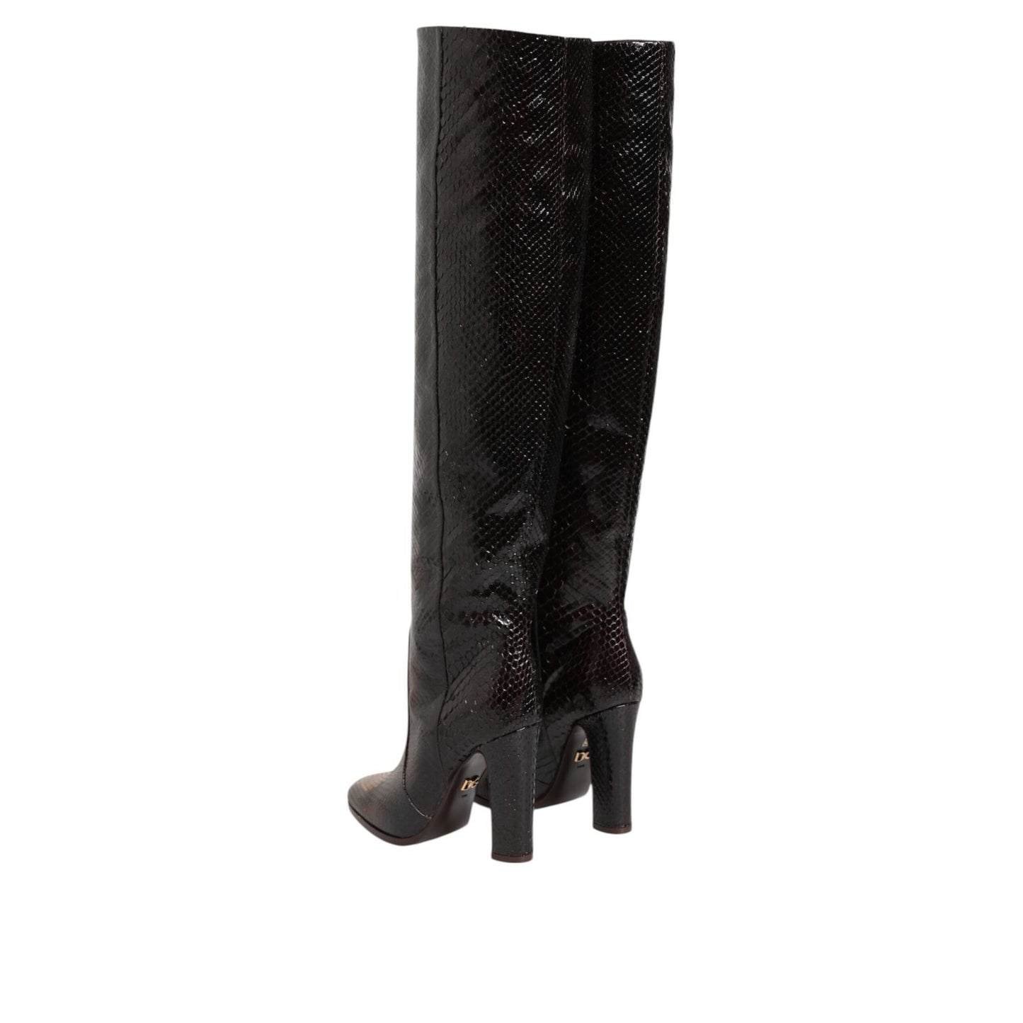 Dolce & Gabbana Brown Python Snakeskin Print Riding Boots Shoes