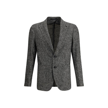 Tagliatore Gray Wool Blazer with classic lapel and two button closure, featuring a textured weave and made in Italy for a polished look.