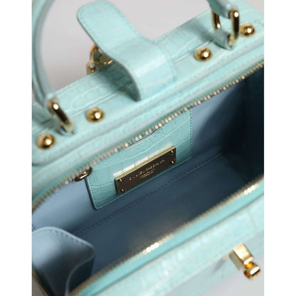 Dolce & Gabbana Mint Green Embossed Leather Padlock Shoulder Bag