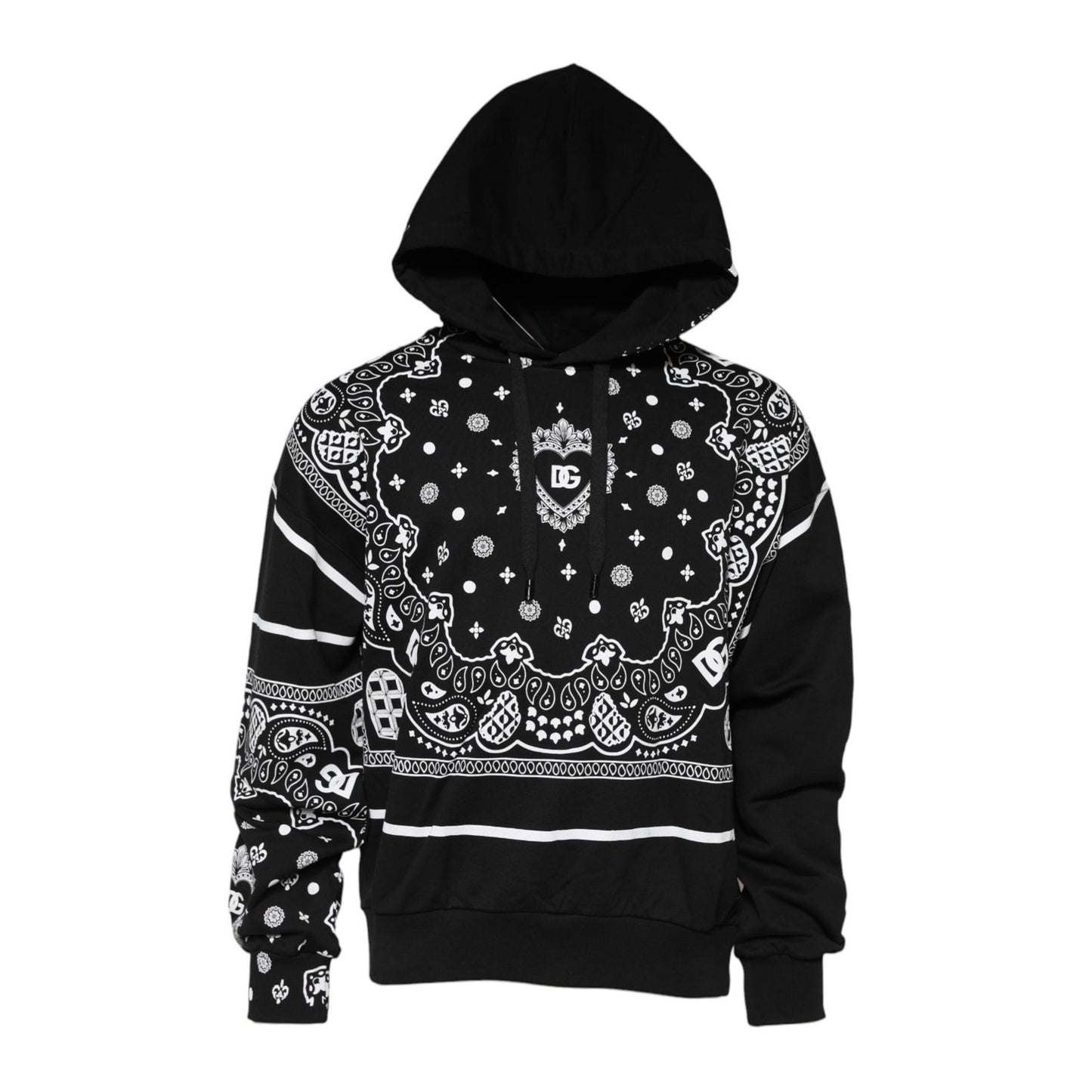 Dolce & Gabbana Black Bandana Hooded Men Sweatshirt Sweater