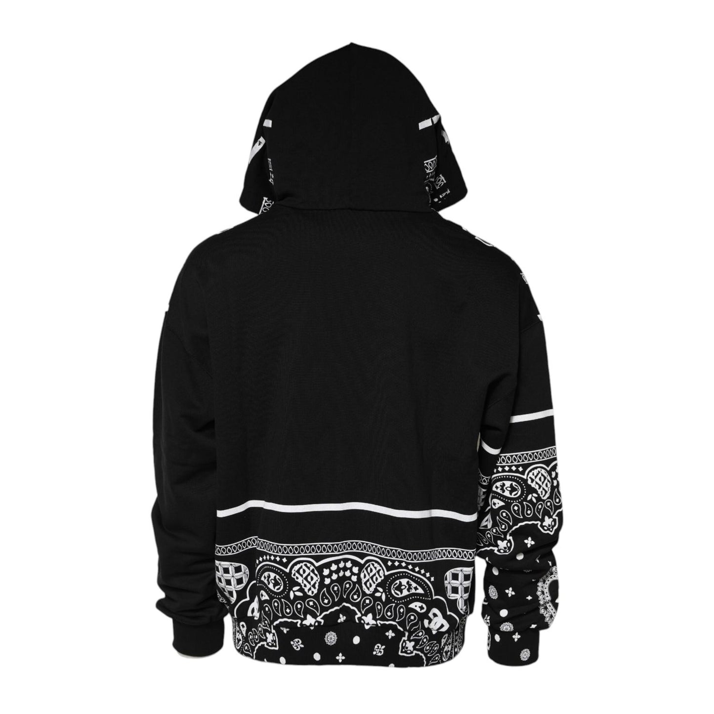 Dolce & Gabbana Black Bandana Hooded Men Sweatshirt Sweater