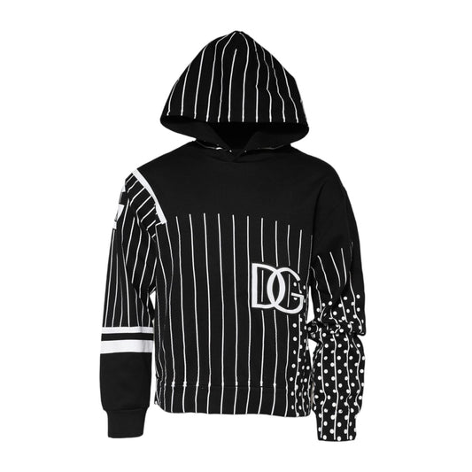 Dolce & Gabbana Black Stripes Hooded Men Sweatshirt Sweater TSH90751-48