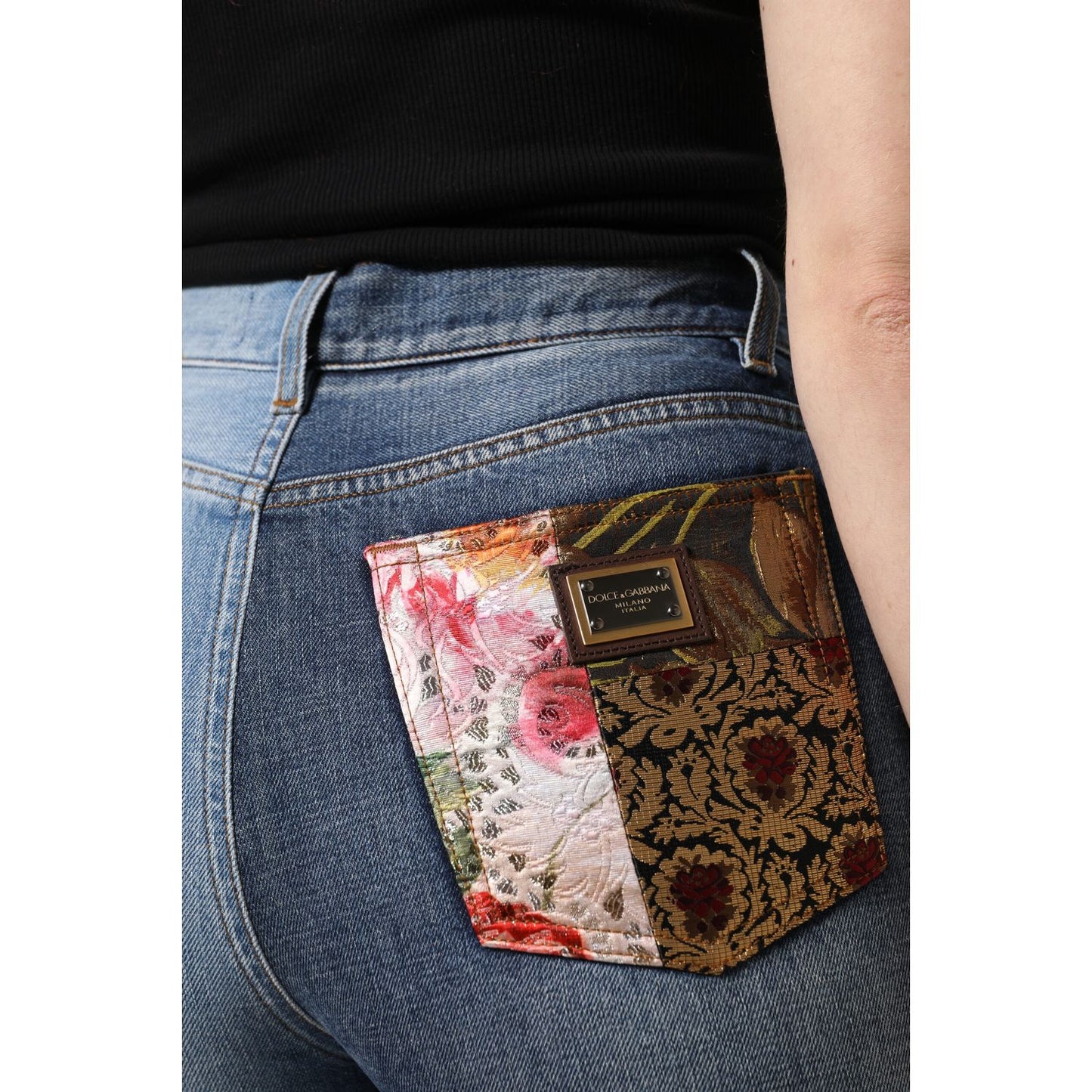 Dolce & Gabbana Multicolor Patchwork Tapered Denim Jeans