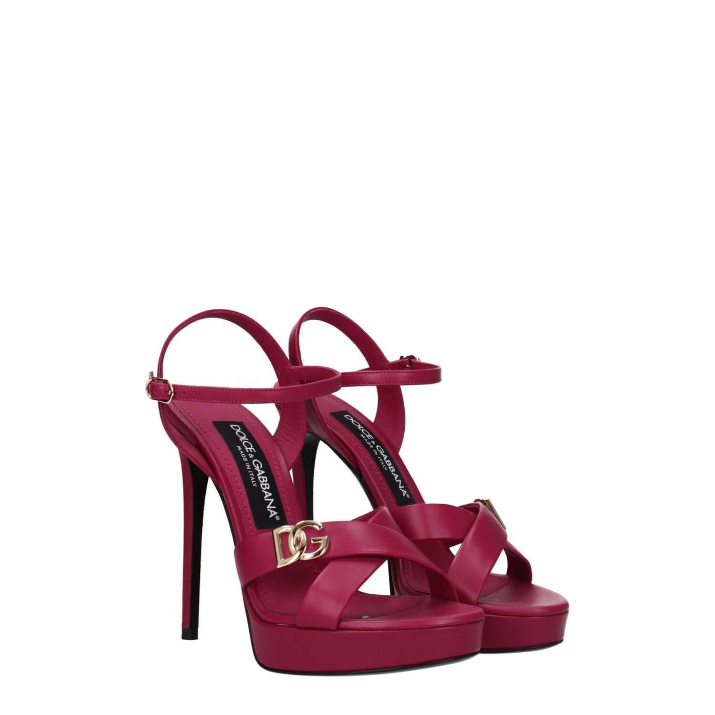 Dolce & Gabbana Pink Leather Platform Sandals