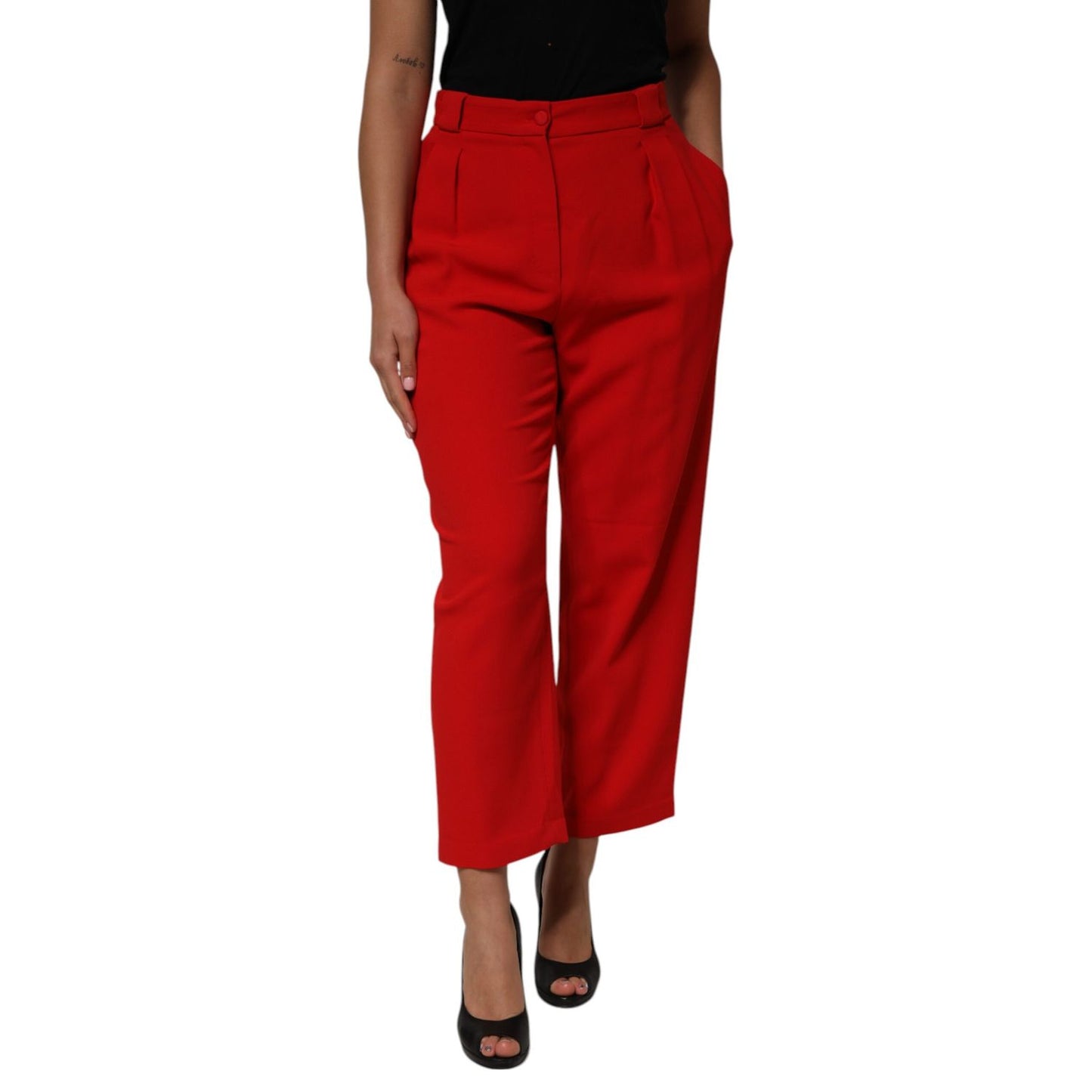 Dolce & Gabbana Red HighWaist Straight Women Trouser Pants