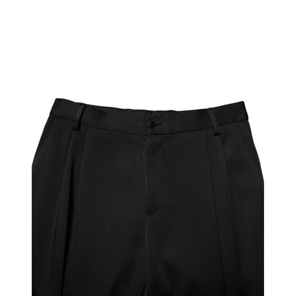 Dolce & Gabbana Black Acetate HighWaist Tapered Trouser Pants