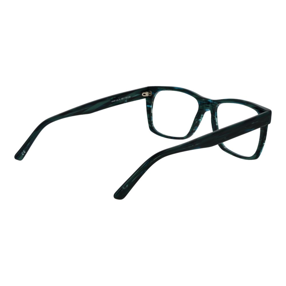 Andy Wolf Green Unisex Glasses Frame in acetate, full-rim rectangle style viewed from side with demo lenses.