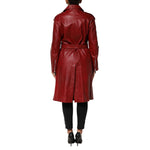 Dolce & Gabbana Red Leather Belted Full Zip Trench Coat Jacket