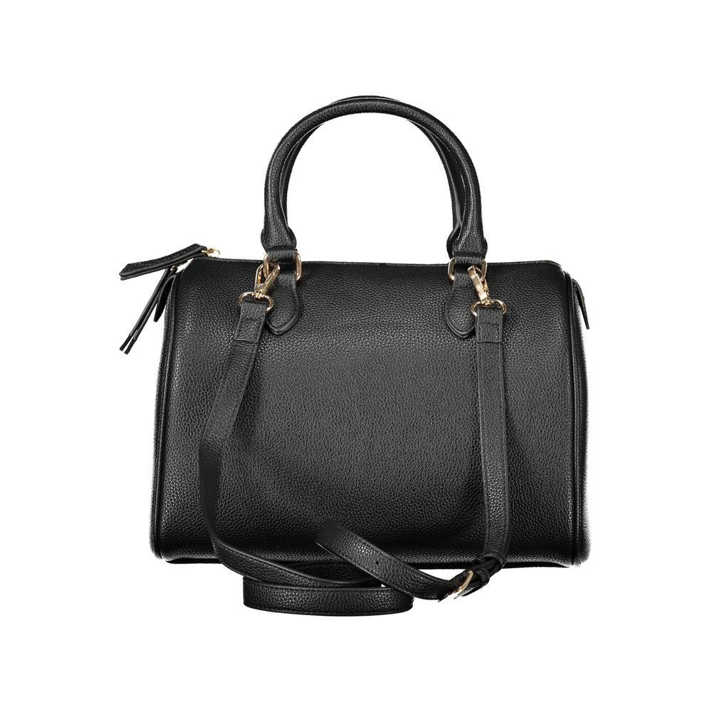 Mario Valentino Black Polyethylene Women Handbag with adjustable strap and Italian design flair.