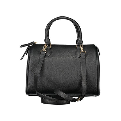 Mario Valentino Black Polyethylene Women Handbag with adjustable strap and Italian design flair.